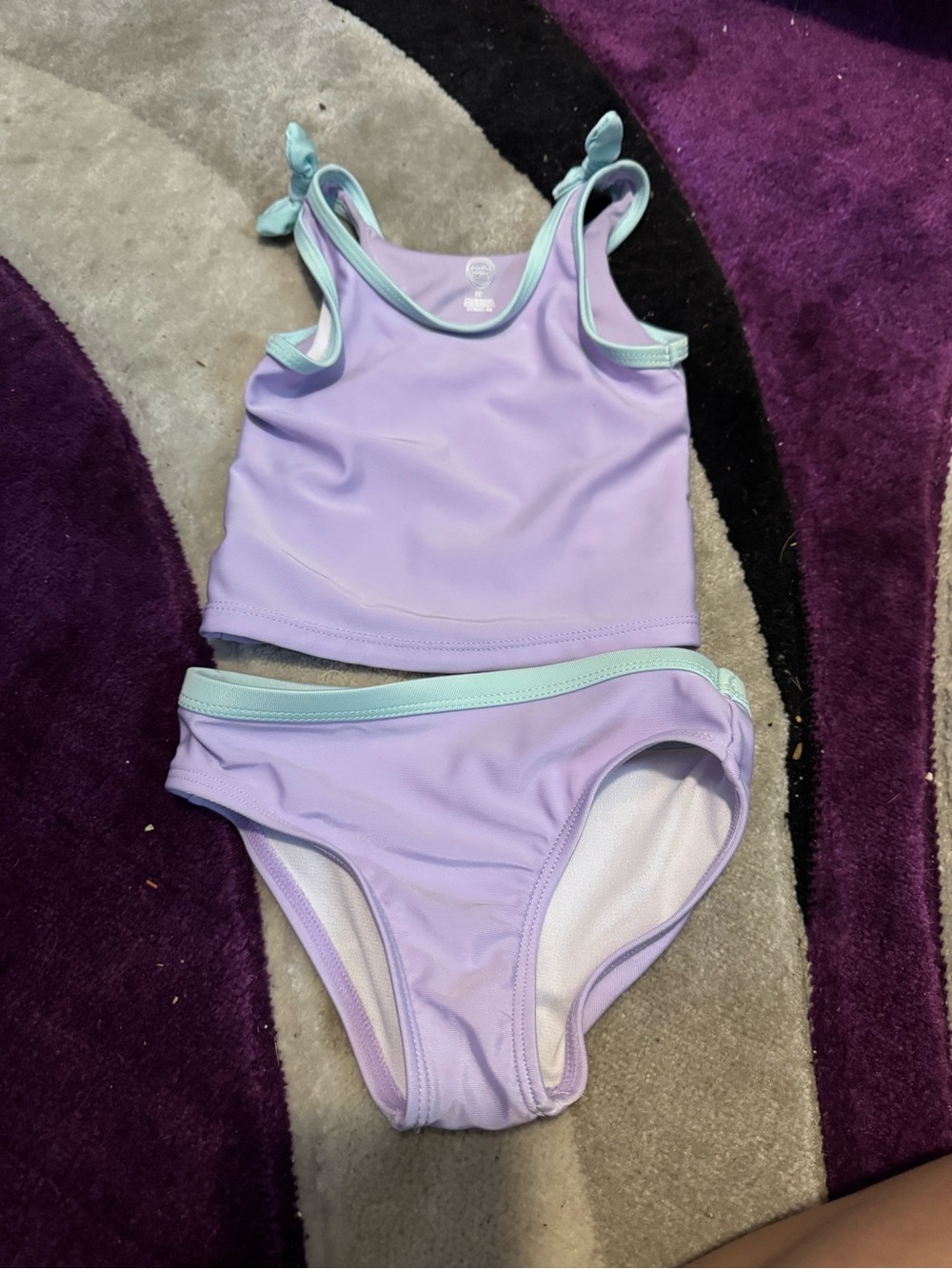 wonder nation Lavender Tankini Swim Set with Mint Trim